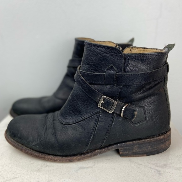 FRYE JAYDEN CROSS STRAP Black Leather Boots - Picture 3 of 16